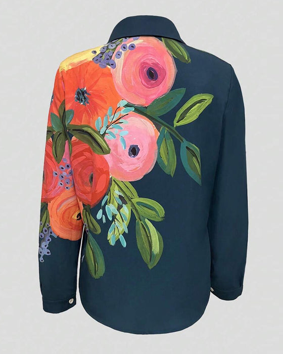 Blus Tryckt Ståkkrage