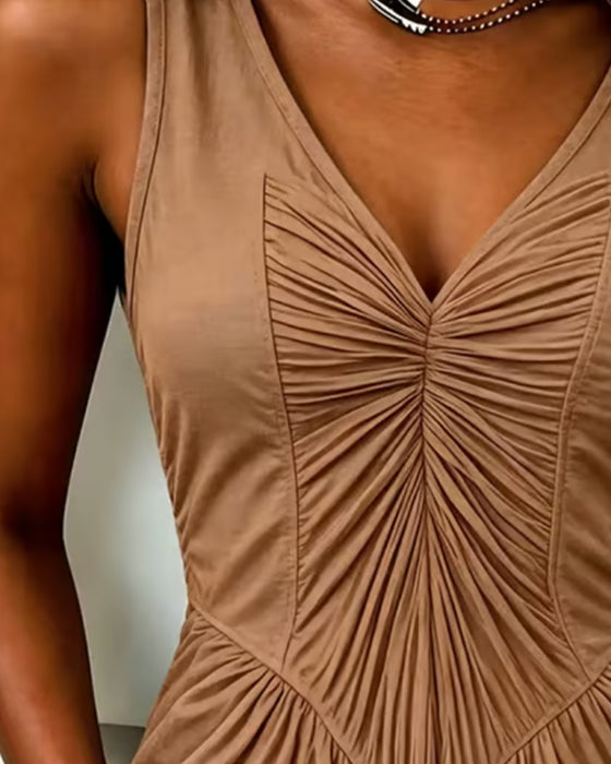 Tank Top V-Hals Rynkad Patchwork
