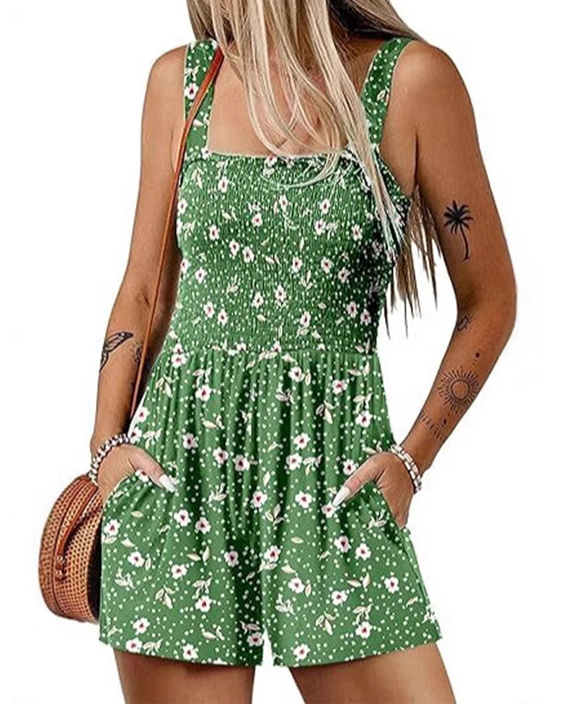 Hoppdräkt blommig avslappnad bandshorts