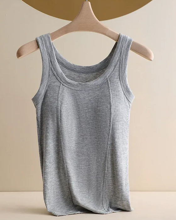 Cami‑Topp Solid Färg Med Inbyggd Bh