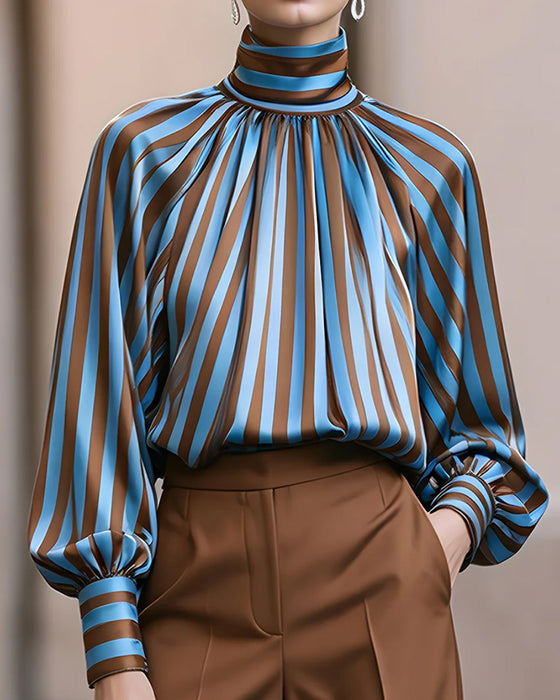 Blus Rand Rynkad Polokrage