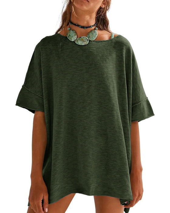T-Shirt Enfärgad Lapptäcke Halv Ärm