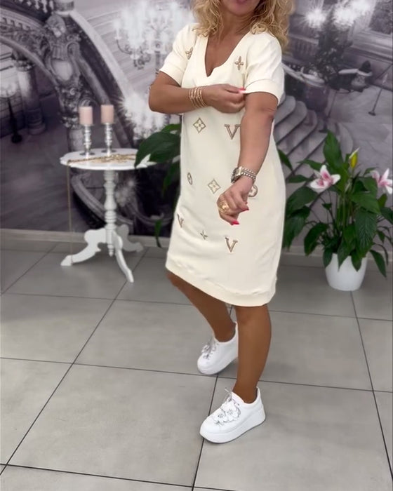 Klänning Mode V-Ringning Kortärmad