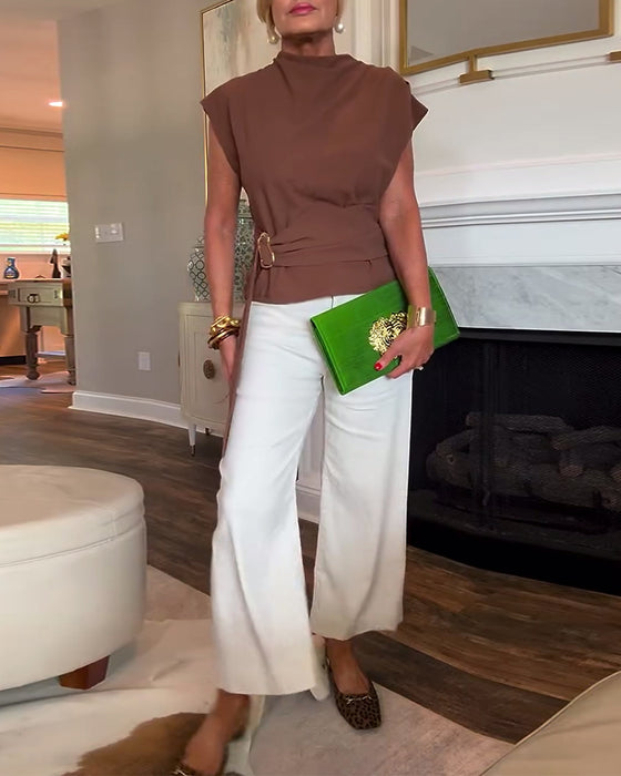 Figursyddad Enfärgad Blus