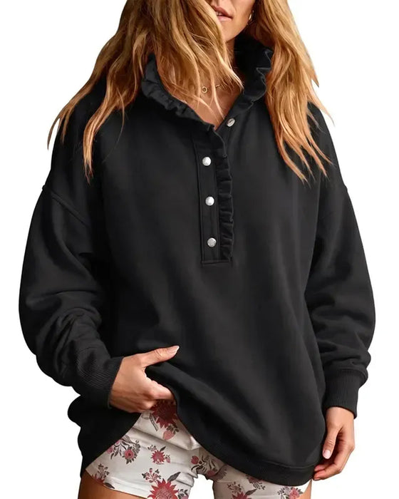 Sweatshirt Krås Knäppt Långärmad Lössittande