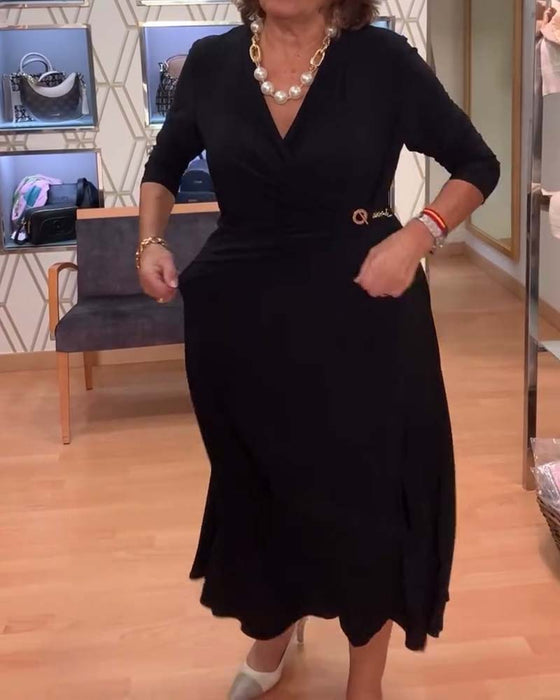 V-ringning Smalpassad Midjeslit Klänning