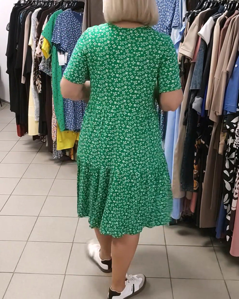 Klänning Blommig Tryck Slips Fram