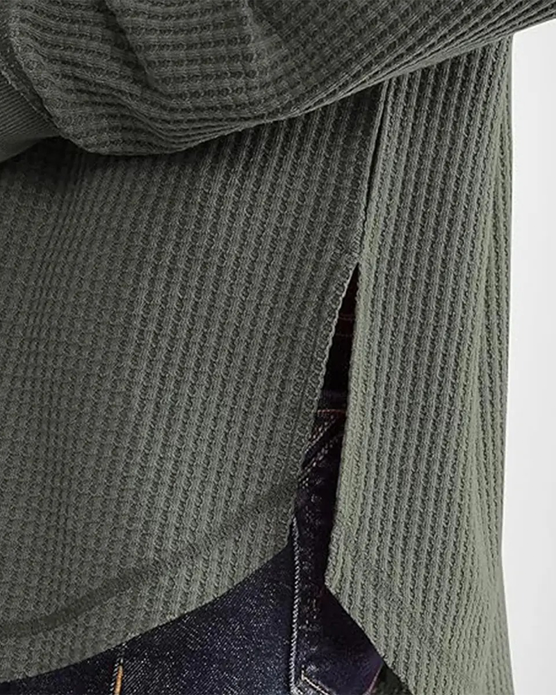 Topp Våffla Henley Lång Ärm