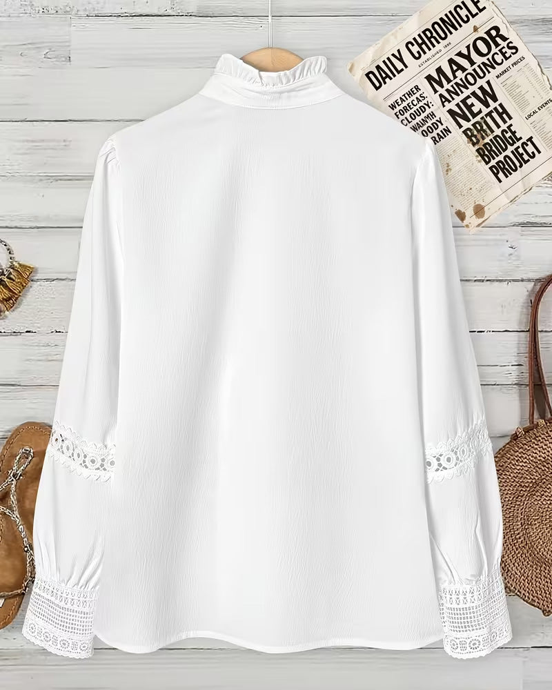 Blus Med Stilfull Volangkrage