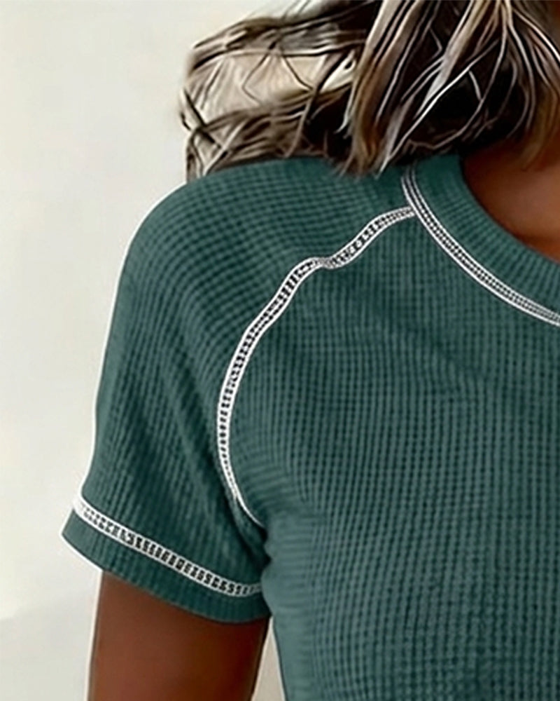 T-Shirt Vävning Waffle Henley