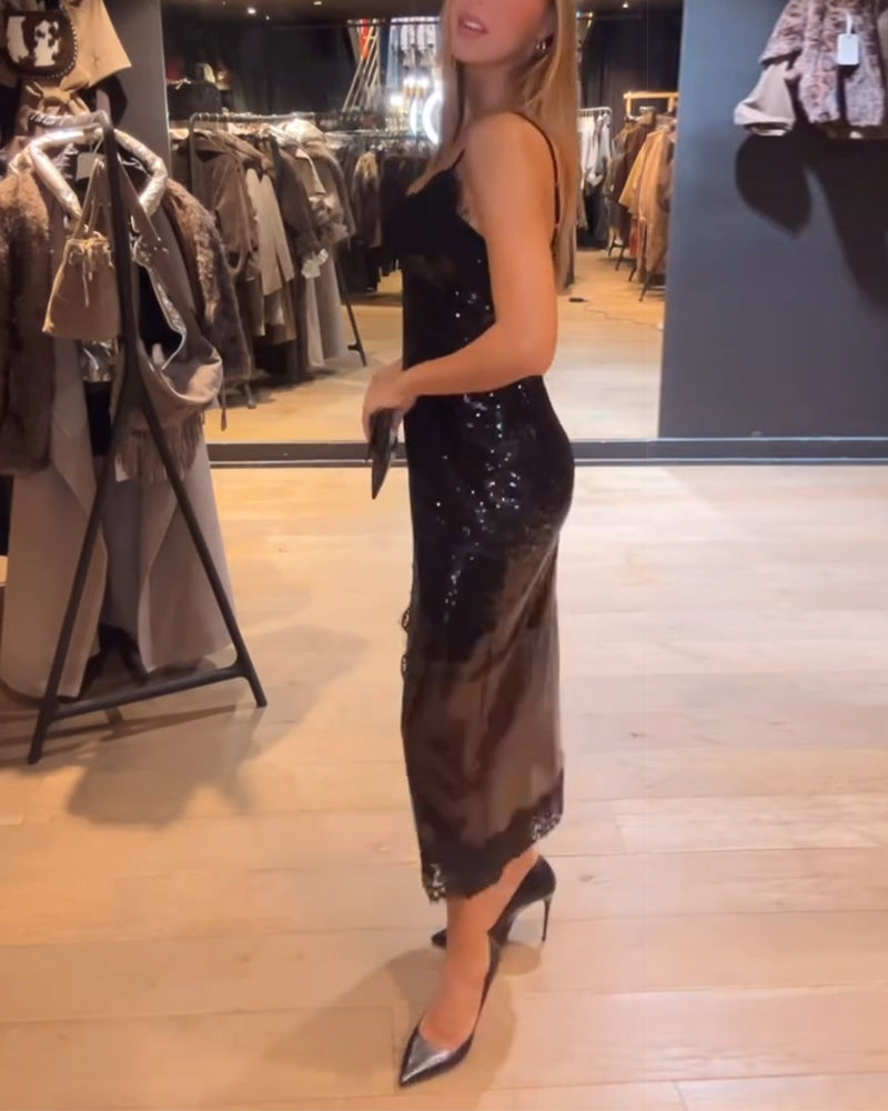 Sophistikerad Spaghetti Band-Klänning För Kvällen