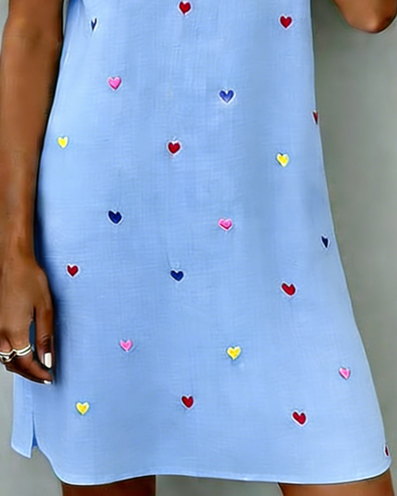 Färgglad Hjärttrycksklänning Med V-Ringning