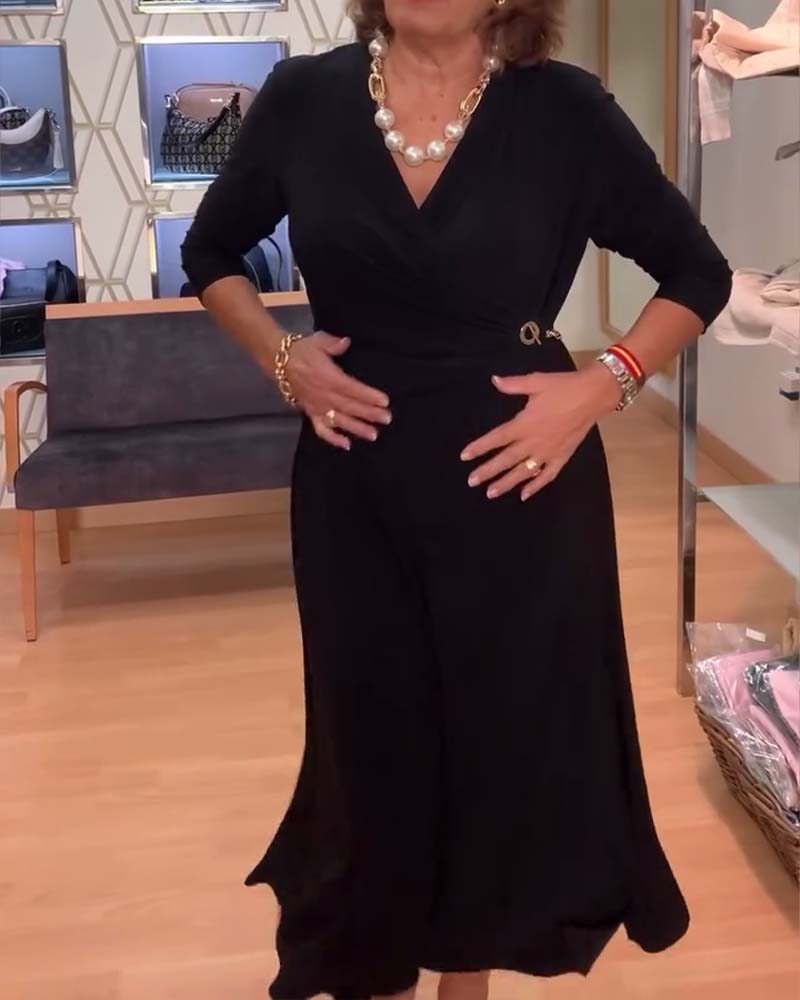 V-ringning Smalpassad Midjeslit Klänning