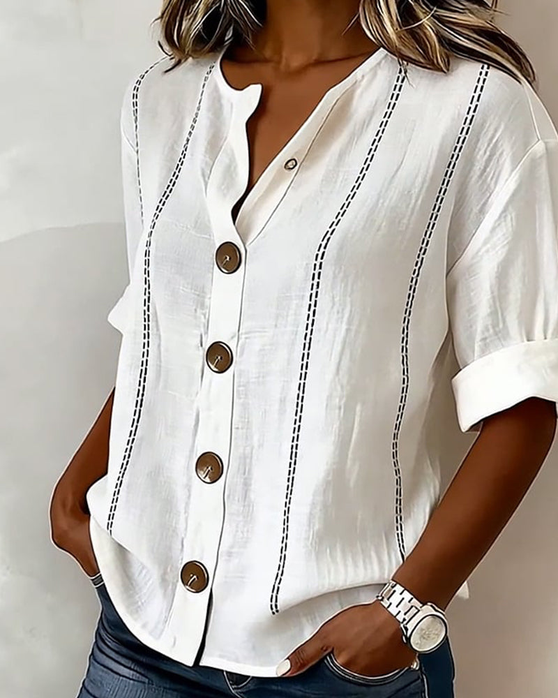 Blus kort ärm knäppning