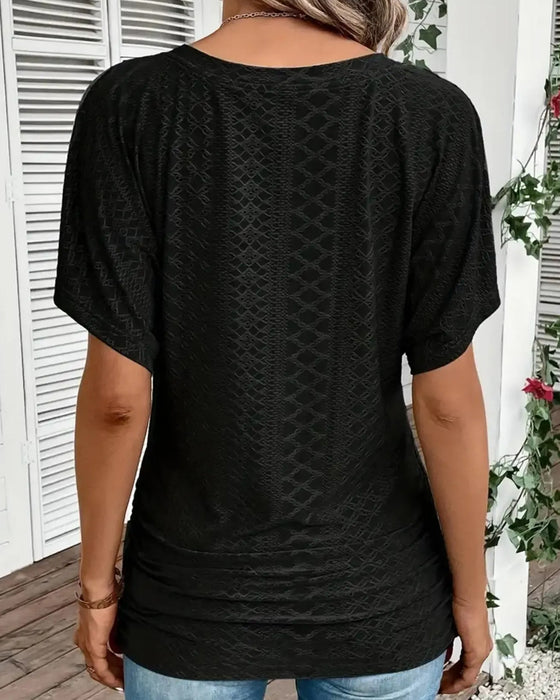 T-Shirt V-Hals Urholkning Lager Patchwork