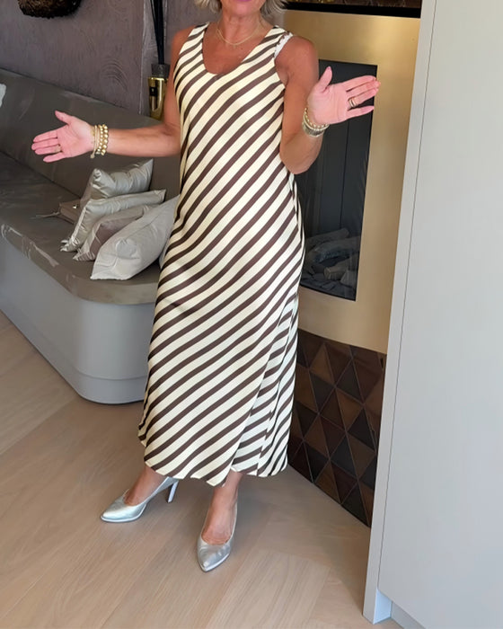 Klänning Ärmlös Rand Slip Maxi