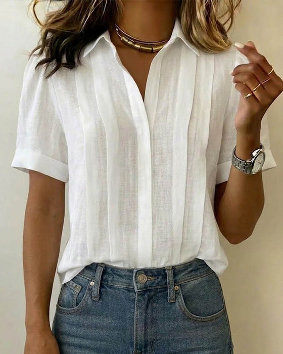 Skjorta Vertikal Veckad Krage