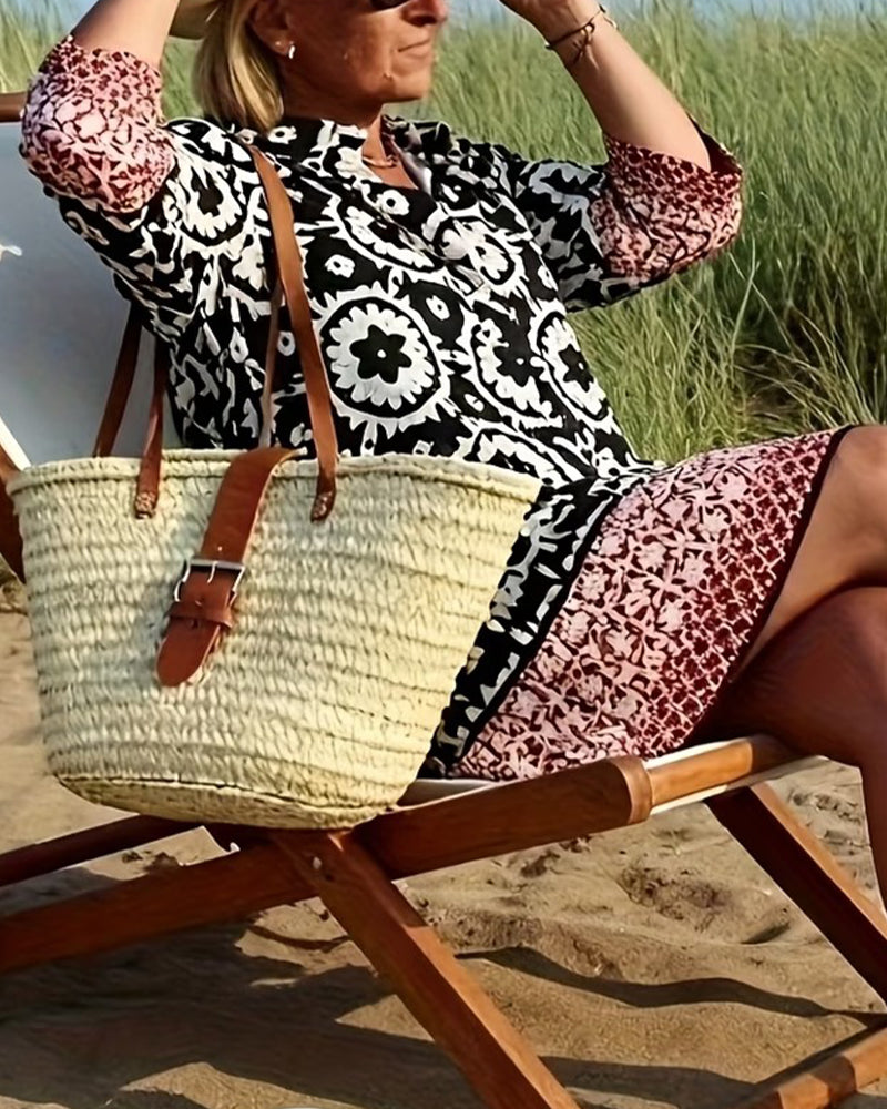 Klänning Etnisk Stil Trekvart Ärm