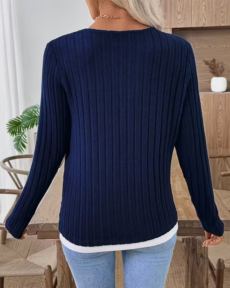 Topp Falsk Tvådelad Ribbad Brushed