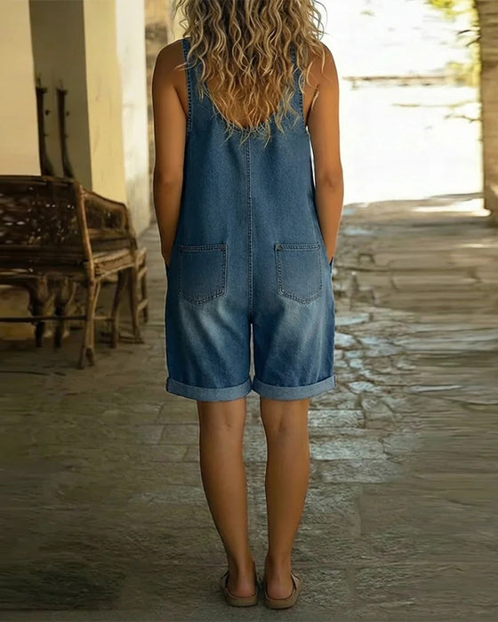 Jumpsuits Med Avslappnade Denimshorts