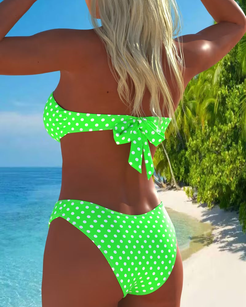 Bikini Bandeau Polkaprickig Tryck