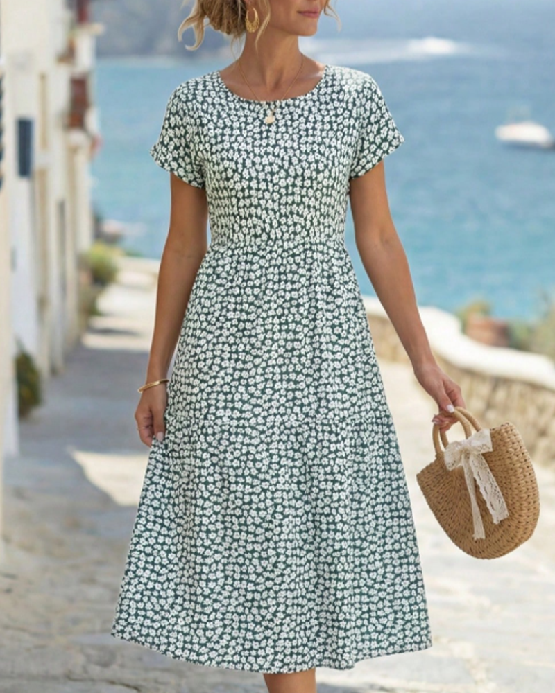 Klänning Liten Blommig Midja