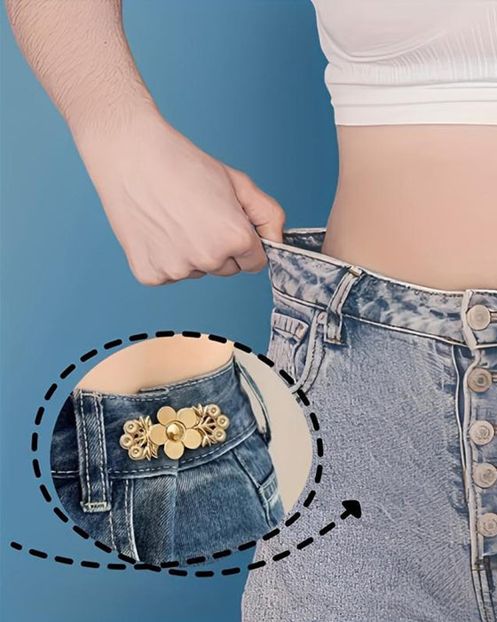 4-Delars Blommönstrad Denim Bältesdrägeri