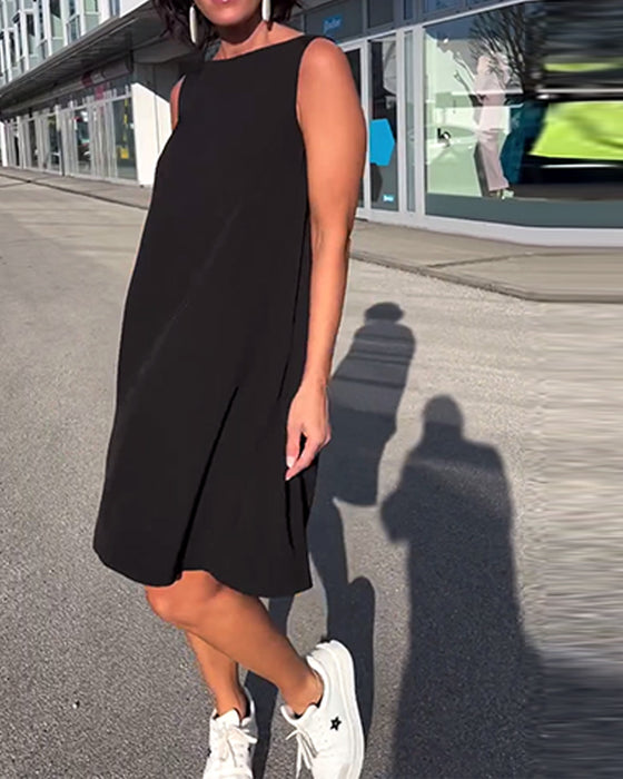 Klänning Ärmlös Enfärgad Shift