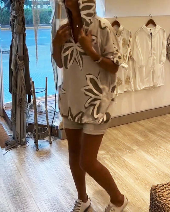 Hoodie Moderiktig Långärmad Tryckt