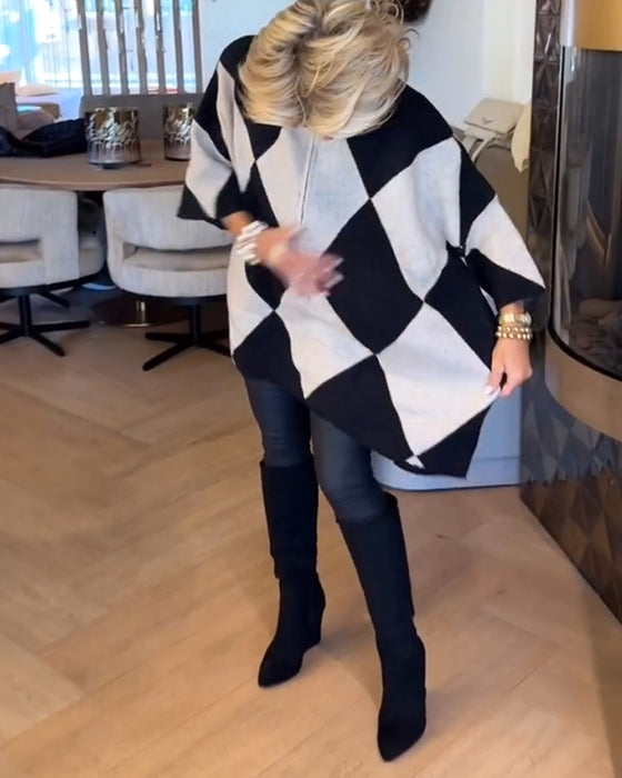 Tröja Ståkrage Argyle Oregelbunden