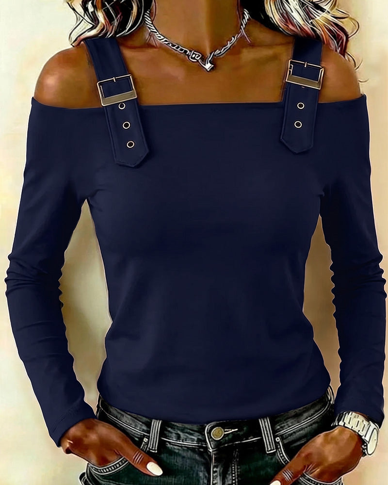 Topp Lång Ärm Off-Shoulder Kamisol