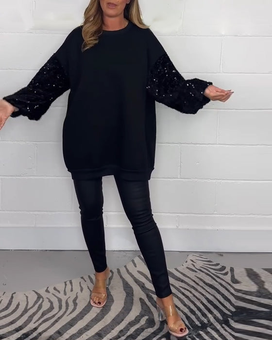 Rund halsad långärmad casual sweatshirt med tröja