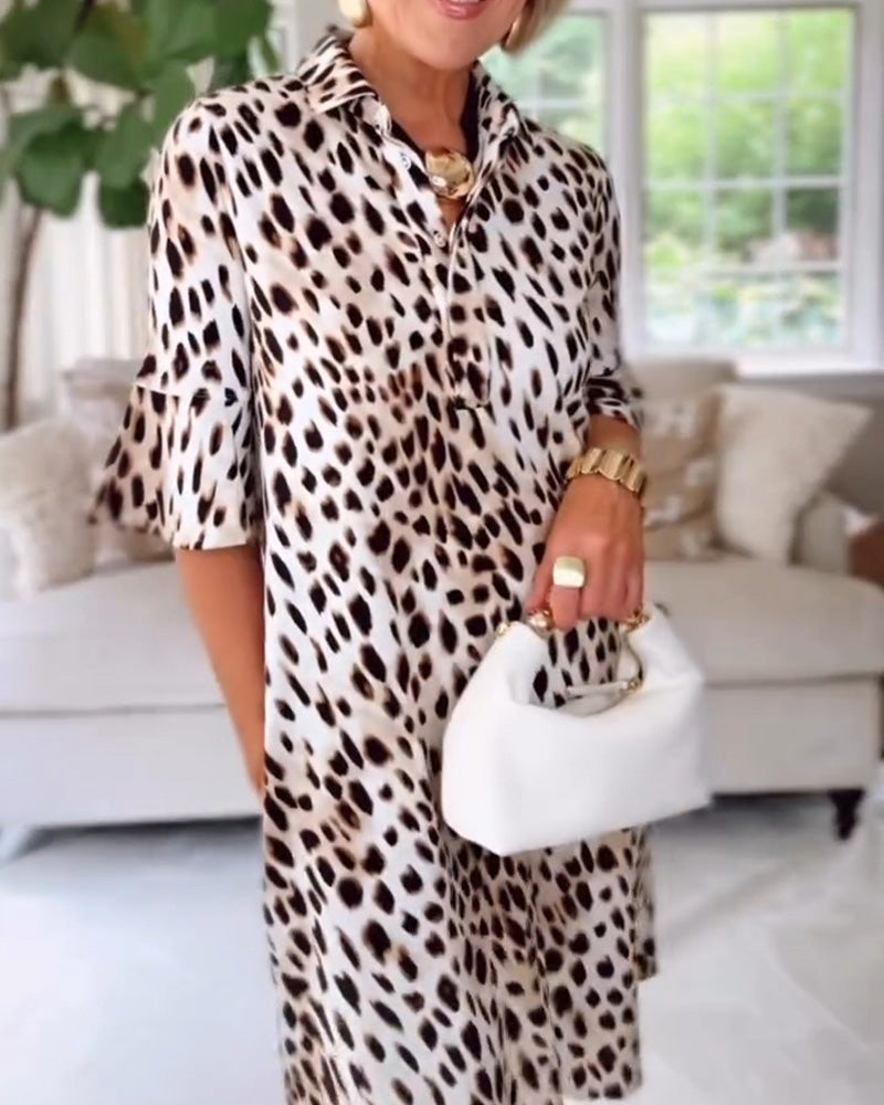 Klänning Slag Leopard Skjorta