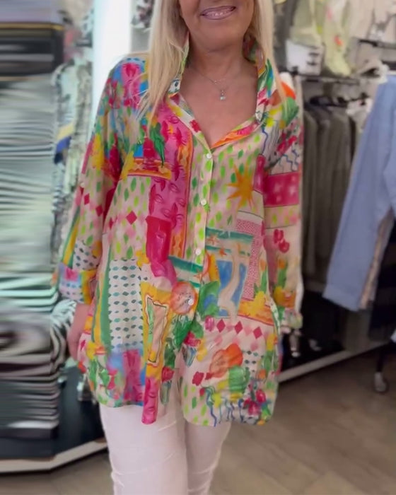 Skjorta Färgglad Stilren Krage