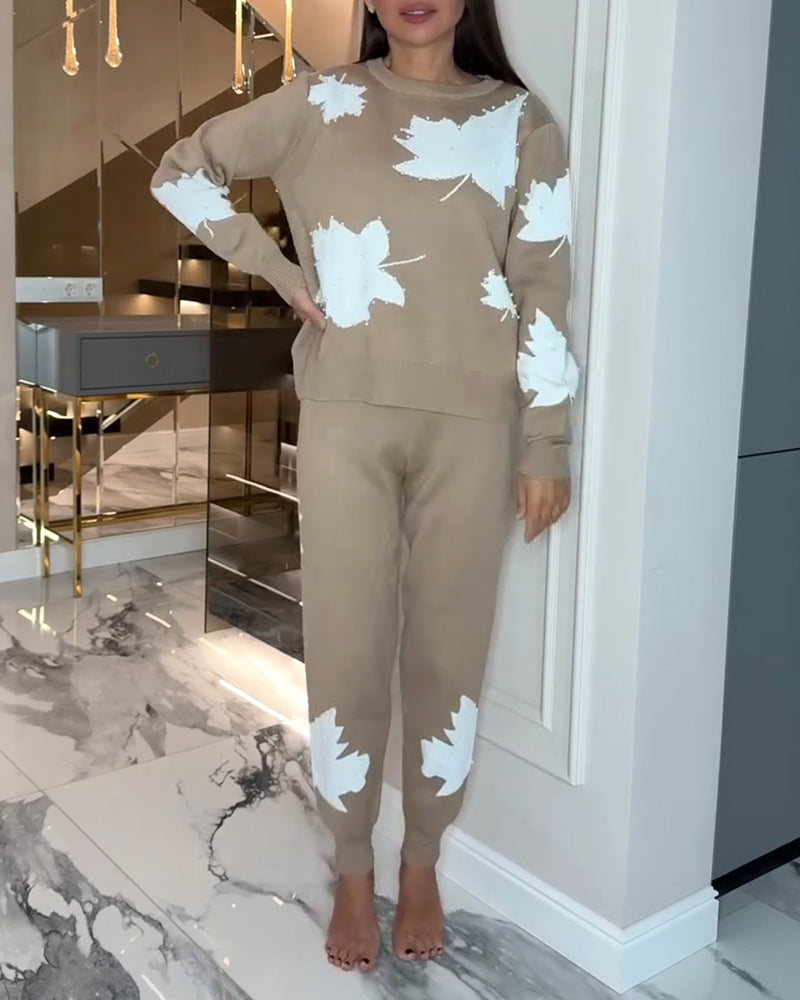 Tvådelad Set Med Lönnlövsprint