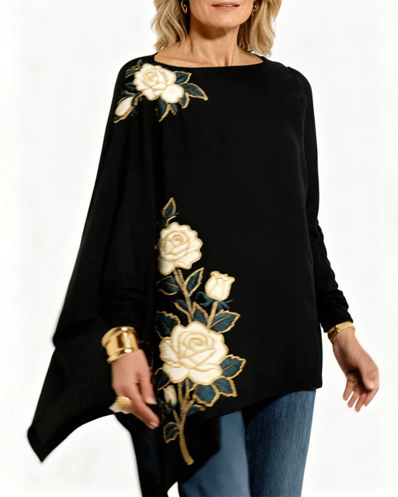 Topp Vintage Rosbroderi Stil Tryckt