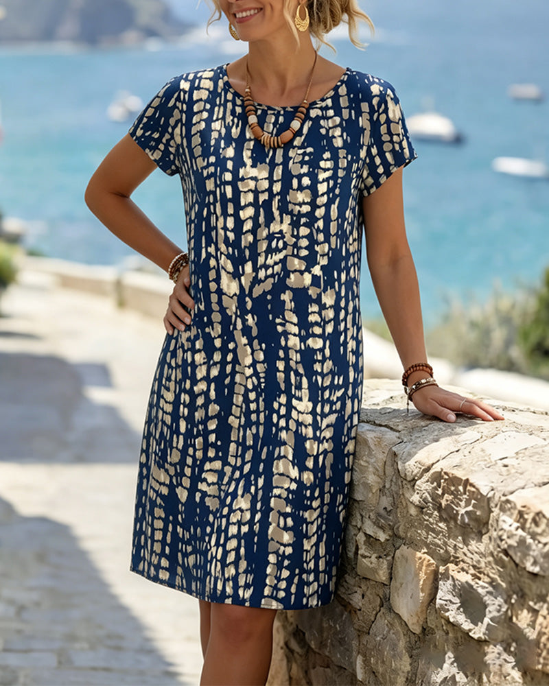 Klädning Geometrisk Tryck Rak