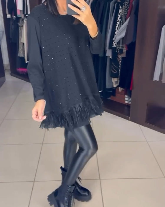 Hem Topp Mode Rhinestone