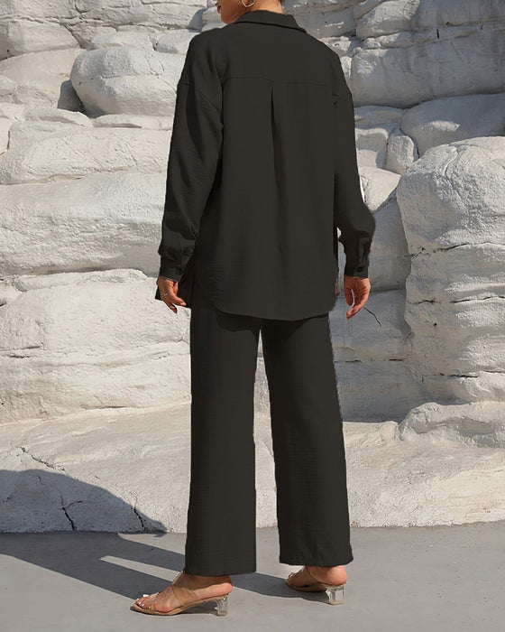 Set Lång Ärm Casual Solid