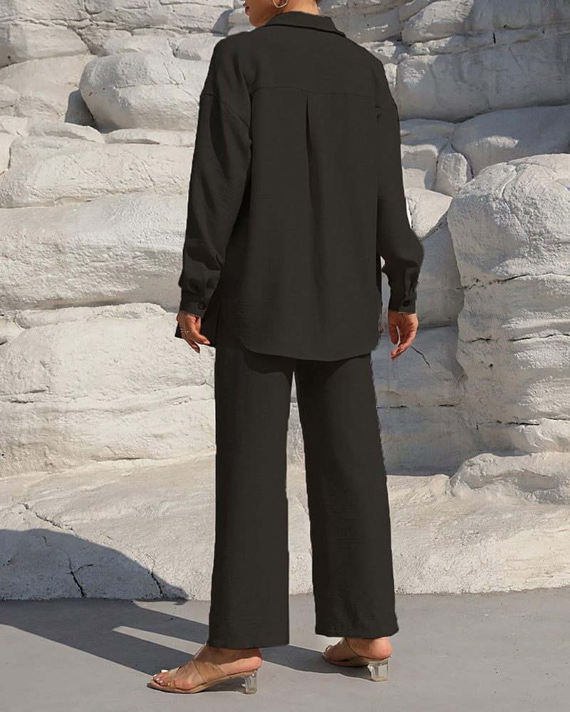 Set Lång Ärm Casual Solid