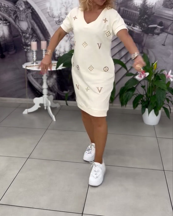 Klänning Mode V-Ringning Kortärmad