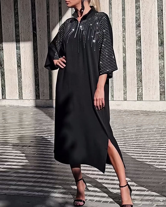 Klänning avslappnad med dragkedja och krage