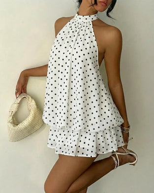 Klänning Halsrem Chiffong Mini