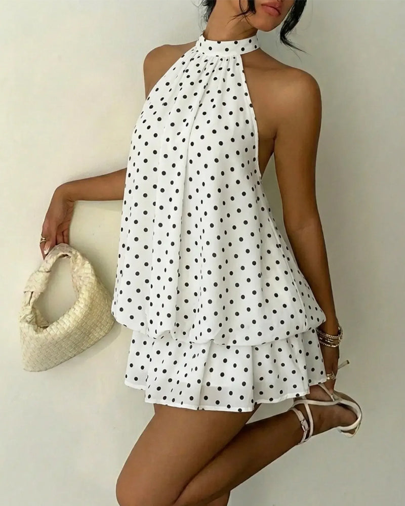 Klänning Halsrem Chiffong Mini