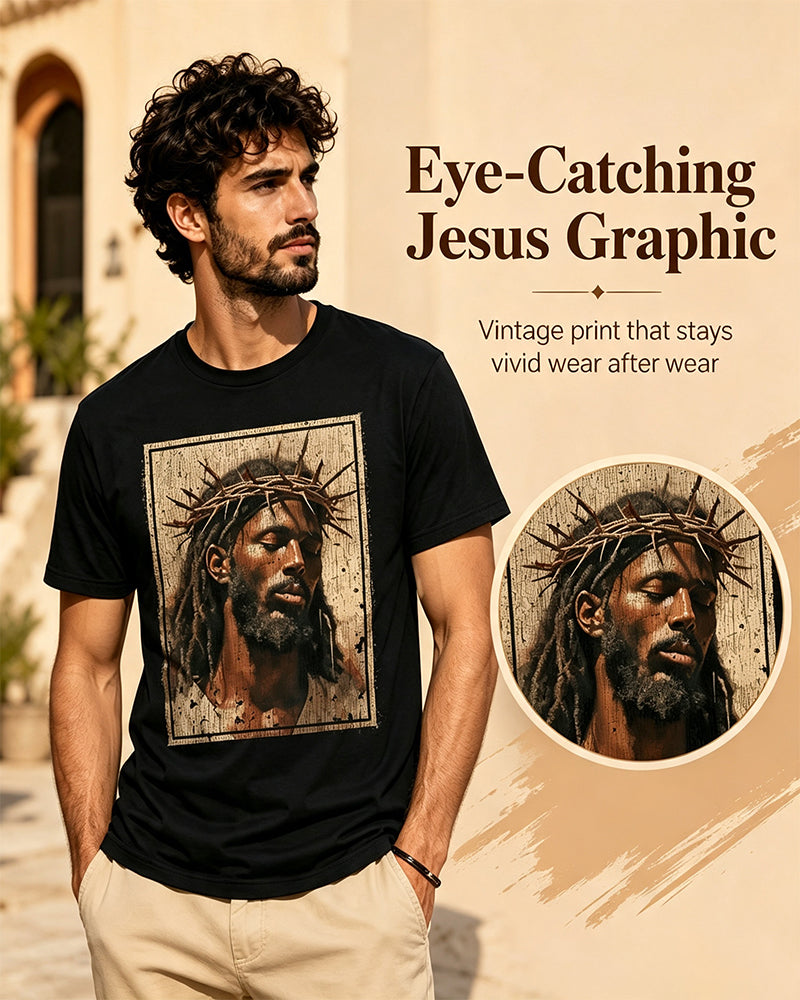 T-Shirt Herr Vintage Svart Tryck