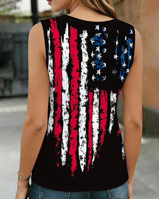 Tank Top Flagga Slips V-Hals Ärmlös