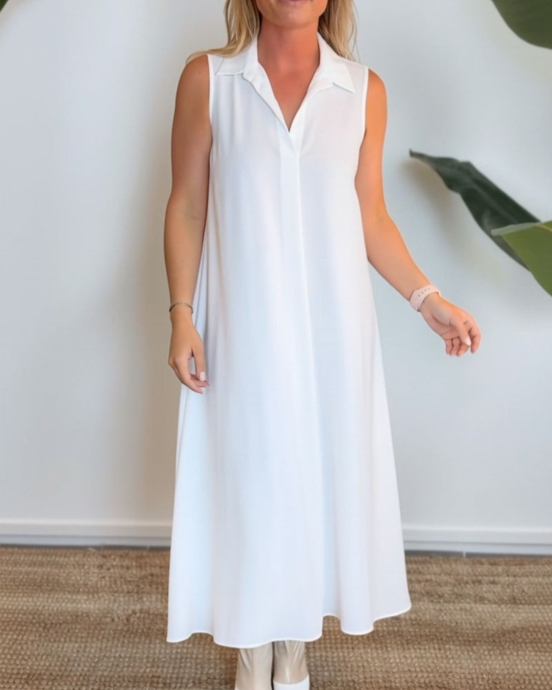 Klänning Kappa V-ringning Ärmlös