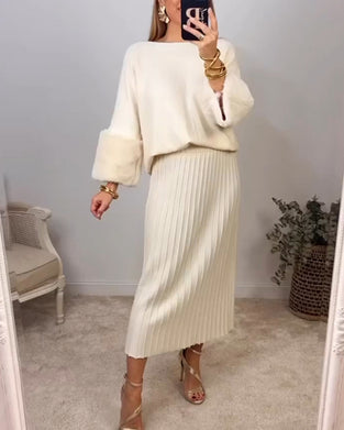 Elegant enfärgad pullover med långa ärmar