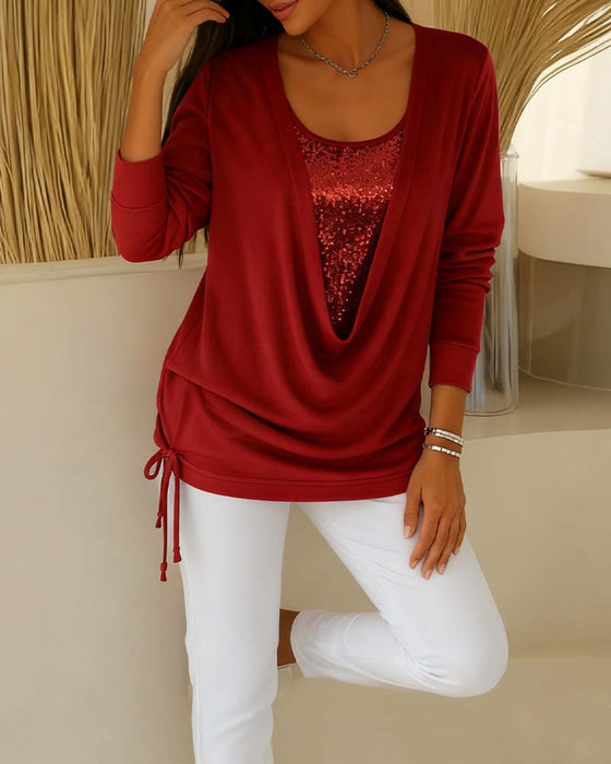 Paljettopp I Kontrastfärg Med Tvådelad Look