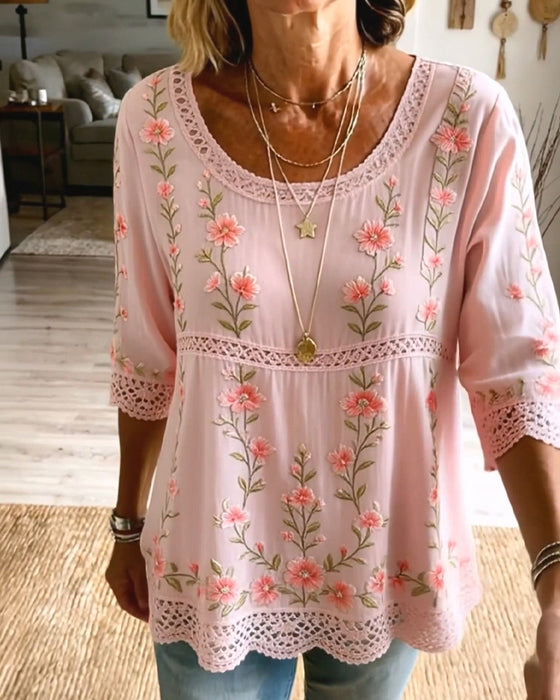 Blus Blommig Spets Babydoll